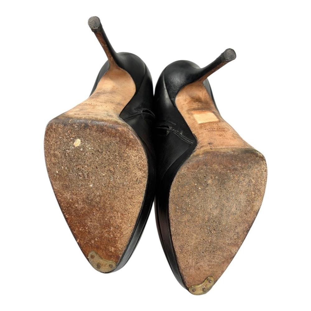 Black Nappa Platform Zip Bootie Stiletto Night Out Moto Gucci Steve EU36‎ - Picture 12 of 12